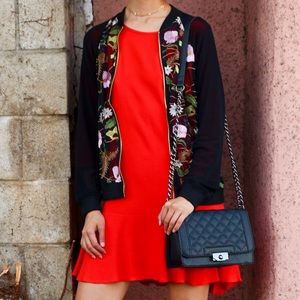 Floral Embroidered Bomber Jacket